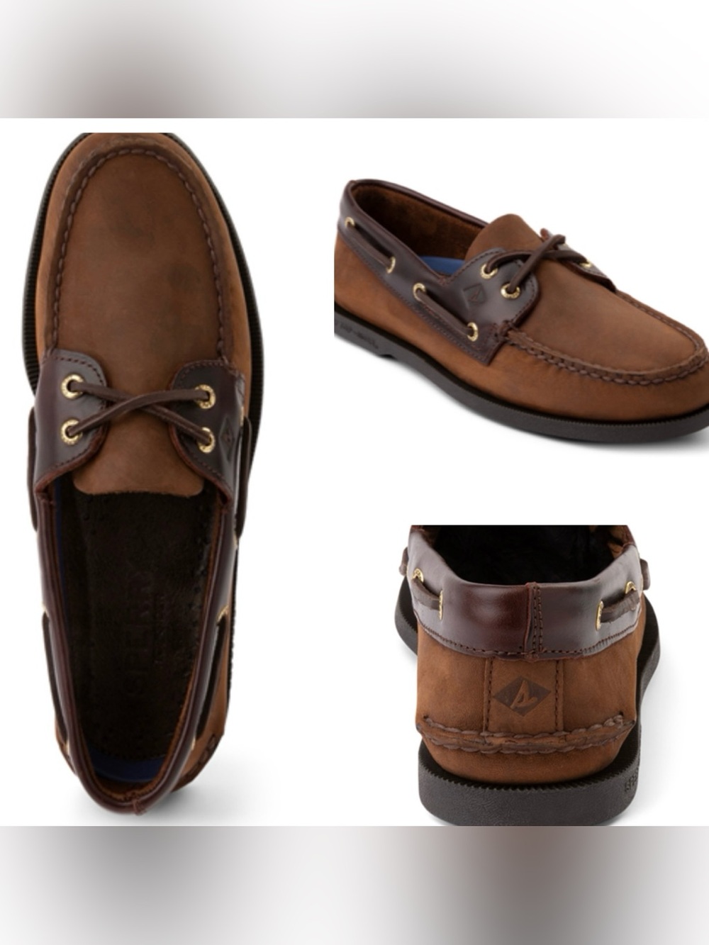 Men’s Sperry Two Tone Brown Leather Boat Shoes Classic Loafers 5.5M